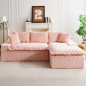 VASIP Pink Turtle Velvet Modular Sofa,3-Seat with Right Chaise Lounge ,Modular Layout,L-Shape or Straight Configurations, for Living Room - 1 of 4