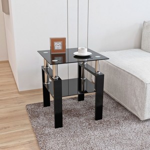 PAGED Coffee Table Simple Modern End Table with Glass Tabletop Minimalist Side Table for Living Room, Bedroom - 1 of 4