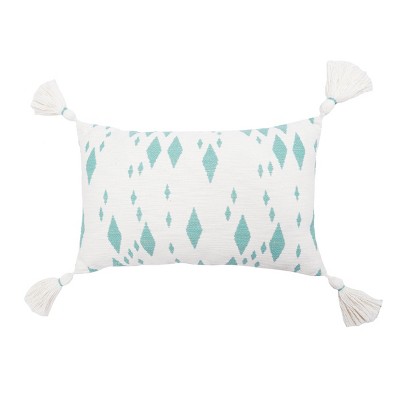 carol & frank 14" x 22" Granby Surf Rectangle Oblong Woven Accent Throw Pillow w/ Tassels