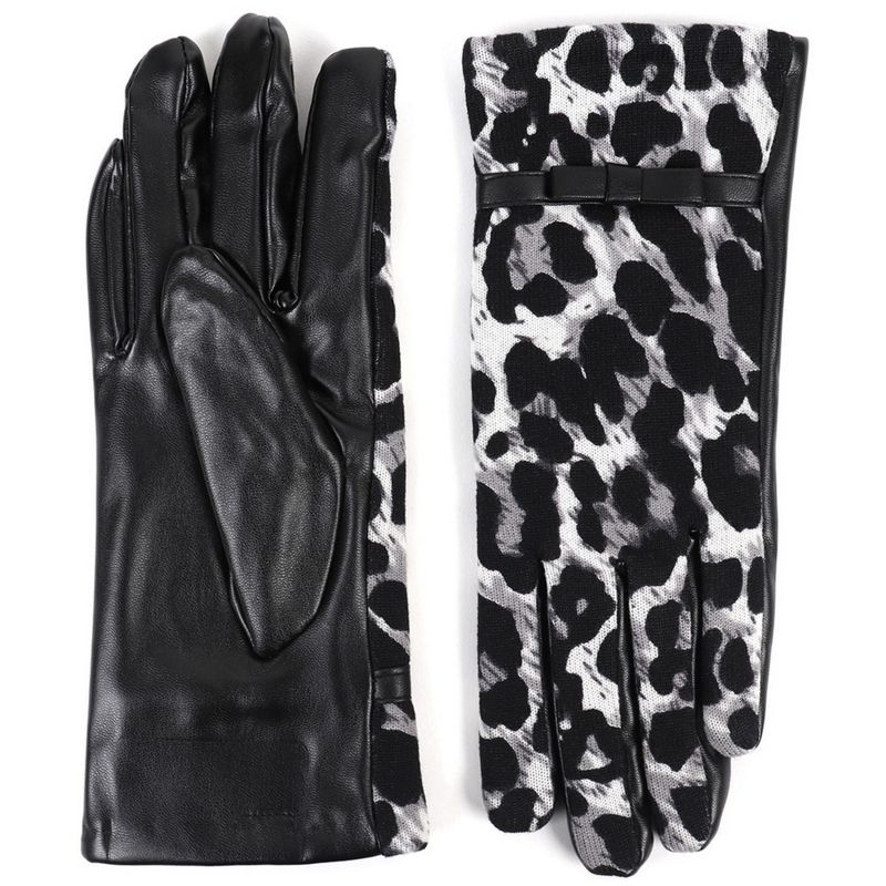 Women's Black Cheetah Print Gloves With Fleece Lining And Touch Screen, 3 of 6