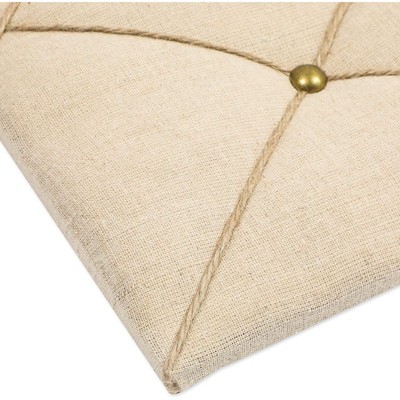 Beige Linen Fabric Photo Bulletin Board with Brass Accents, 16" x 12"