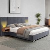 NicBex Queen/King Size Upholstered Bed Frame with Velvet Tufted Headboard,Platform Bed Frame with Floating Nightstand LED and USB Built-in,Green/Gray - 2 of 4