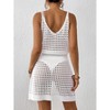 Women's Knitted Beach Cover Up Dress Lace Hollow Out Swimwear Tunic Lightweight Summer Boho Midi Dress - 4 of 4