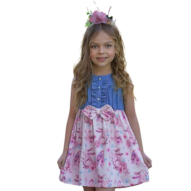 Hoppy Vibes Only Chambray Easter Dress - Mia Belle Girls, 1 of 2