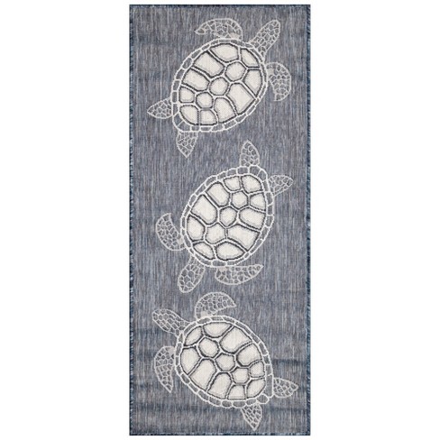 Liora Manne Carmel Seaturtles Indoor/outdoor Rug Navy 1'11