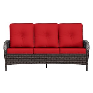 UPTIOT 3-seat Outdoor Rattan Sofa With Cushions - 1 of 4