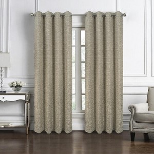 RT Designers Collection Roman Jacquard Premium & Stylish Grommet Panel 54" x 90" Taupe - 1 of 4