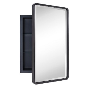 TEHOME Farmhouse Recessed Metal Rectangular Bathroom Medicine Cabinets with Mirror - 1 of 4