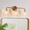 LNC Digipurve 23.6-in 3-Lights Polished Gold  Jar Modern/Contemporary Bathroom Vanity Lights ,Crackle Glass Shade - 2 of 4