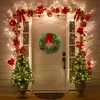 24 Inch Artificial Christmas Wreath, Cypress Wreath with Red Velvet Bow, Berry Clusters, Decoration for Front Door, Window, Fireplace - 4 of 4
