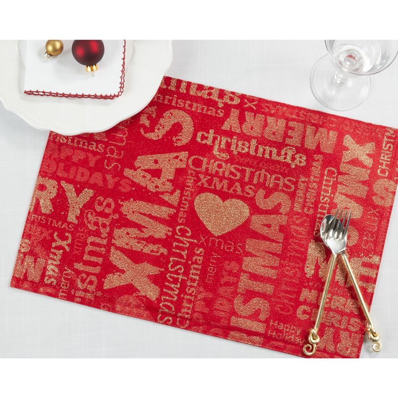 Saro Lifestyle Christmas Placemat, 13"x19" Oblong, Red (Set of 4), 4 of 5