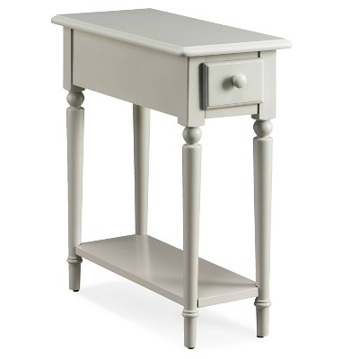 Coastal Narrow Chairside Table with Shelf Greige - Leick Home
