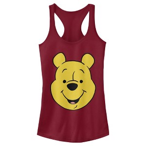 Juniors Womens Winnie the Pooh Bear Big Face Racerback Tank Top - 1 of 4