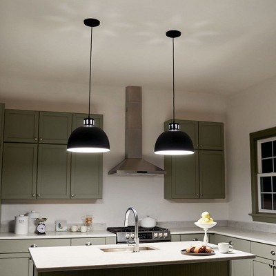 Zailey Transitional Black Glass Bowl Pendant Light