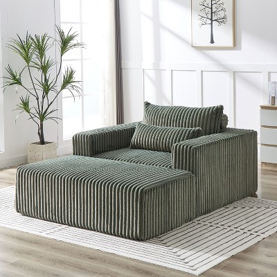 NicBex Couches for Living Room 75"W Corduroy Sponge Sofa Lounge Chair Fluffy Modern Sleeper Chair with Removable Footrest for Bedroom