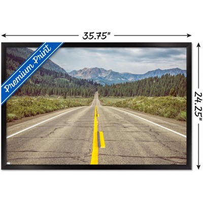 Black Framed Abstract Landscape Poster for Kids, 35.75" x 24.25"