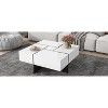 Wooakway Unique Design Coffee Table with 4 Hidden Storage Compartments, Square Cocktail Table with Extendable Sliding Tabletop - 3 of 4