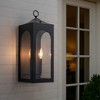 ALOADECOR Unique/Statement Outdoor Wall Light with Clear Glass Farmhouse Black Exterior Wall Sconce with Open Bottom Porch Light Fixture for Garage - 2 of 4