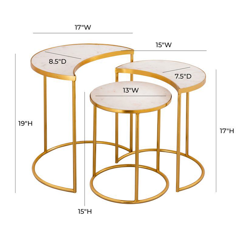 TOV Furniture Crescent 19"H Modern Iron Metal Side Table in White/Gold, 3 of 11