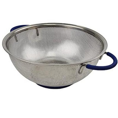 SAMMART Perforated Stainless Steel Sheet Colander with Handle - Strainer for Pasta, Noodle and Fruits