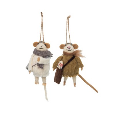 Gallerie II Merry Mice Green Ornaments, Set of 2