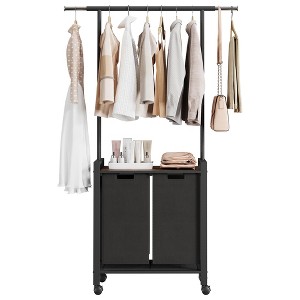 Large Laundry Hamper With Hanging Clothes Rack – Rolling Laundry Basket With Removable Pull-Out Sorting Bags - 1 of 4