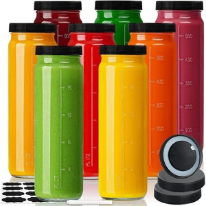 Glass Juicing Bottles with Airtight Lids, 8 Pack 20 Oz Tall Mason Jars with Scale - 1 of 4