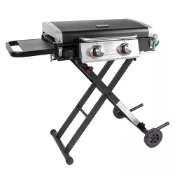 Razor Griddle GGC2030M 25 Inch Outdoor 2 Burner Portable LP Propane Gas Grill Griddle w/ Top Cover Lid, Wheels, & Shelf for BBQ Cooking, Black (Steel)