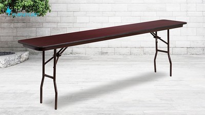 Mahogany Brown Metal Rectangular Folding Training Table