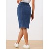 Allegra K Women's Button Decor Side Slit Slash Pocket Midi Denim Skirt - 3 of 4