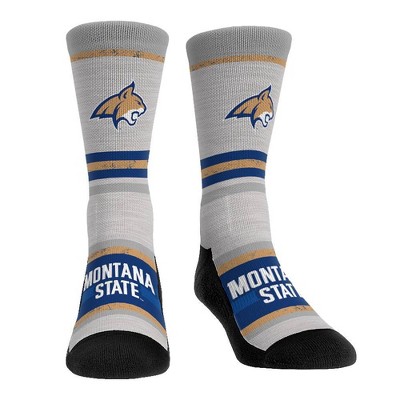 NCAA Montana State Bobcats Adult Cool Gray Block Crew Socks - L/XL