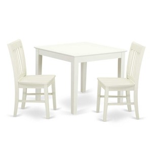 HomeStock 3-Piece Linen White Finish Solid Wood Top Dining Table Set - 1 of 4