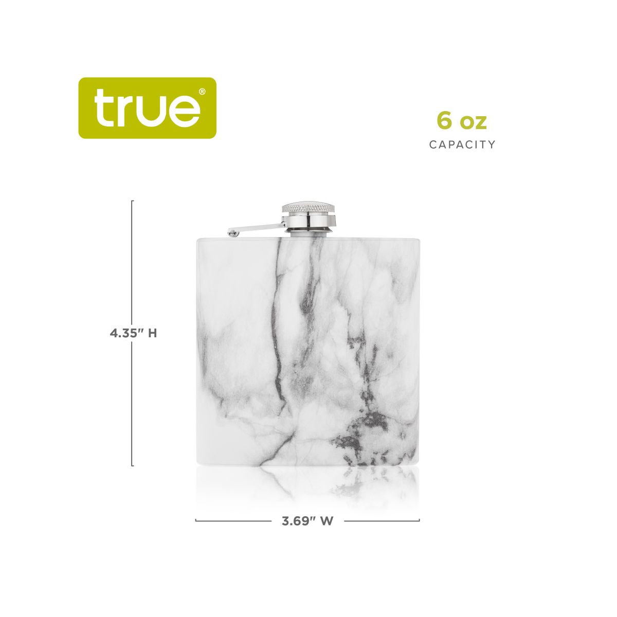 True Marble 6 oz Stainless Steel Liquor Flask for Whiskey, Bourbon, Tequila, Alcohol, Metal Flask for Travel, Outdoor Party, Gifts for Men & Women - thumbnail 3