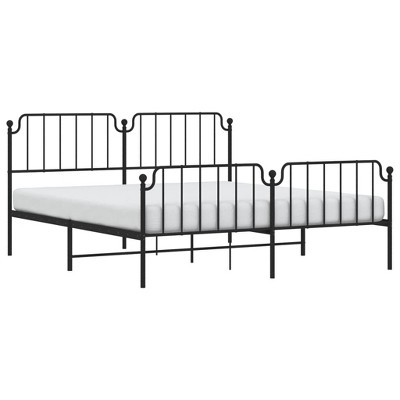 vidaXL Black Metal Bed Frame with Headboard and Footboard - Sturdy Steel Construction