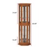 Wooakway 70"H Oak Lighted Corner Cabinet with Adjustable Tempered Glass Shelves Display Case and Bar Storage - 4 of 4
