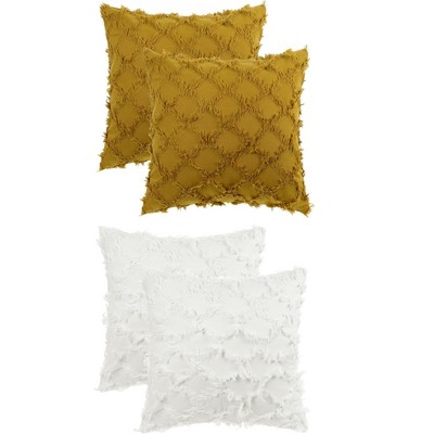 Unique Bargains Decorative Cozy Solid Color Cut Flower Checkered Throw Pillow Covers 4 Pcs