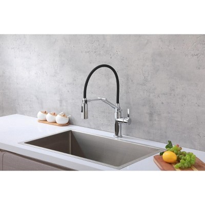 Matte Black Brass Low Arc Pull-out Spray Kitchen Faucet