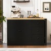 89.7'' Wooden Sideboard with Extendable Dining Table, 2-Door 3-Drawer Multifunctional Storage Cabinet - ModernLuxe - 2 of 4