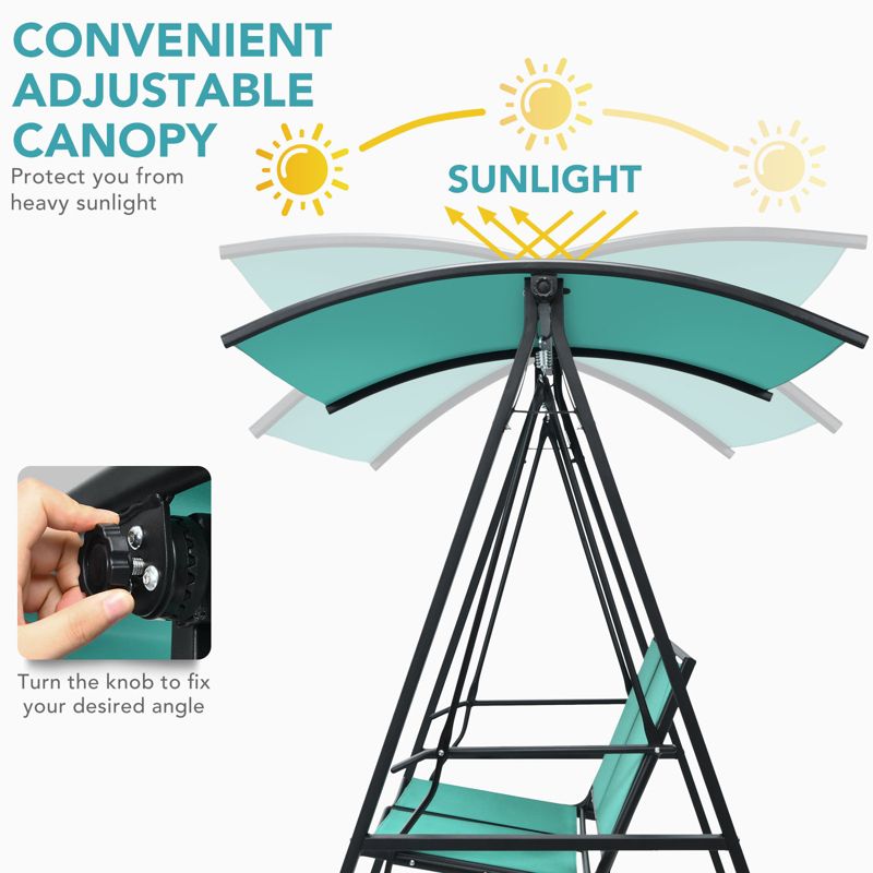Costway Outdoor 2-Seat Swing Loveseat Canopy Hanging Swing, 5 of 11