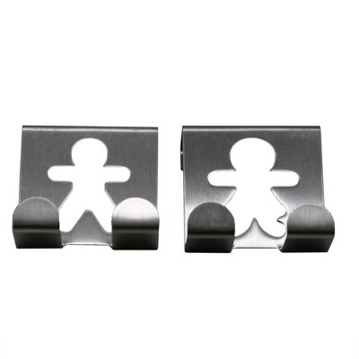 Stainless Steel Silver Over Cabinet Door Hooks Set
