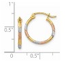 Black Bow Jewelry 1.5mm, Tri-Color Round Hoops in 14k Yellow Gold and Rhodium, 15mm - 4 of 4