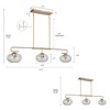 LNC Chrysaorican 3-Light 47.2" Luxury and Glam Linear Oversized Kitchen Island Pendant Lights, Gold with Globe Iridescent Glass - 3 of 4