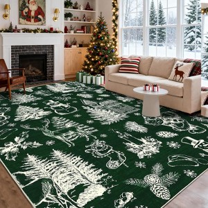 Christmas Area Rugs for Living Room Bedroom Christmas Themed Festival Winter Decorations Rugs Soft Foldable Accent Rug - 1 of 4