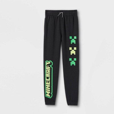 Kids' Minecraft Creeper Logo Jogger Pants - Black XS