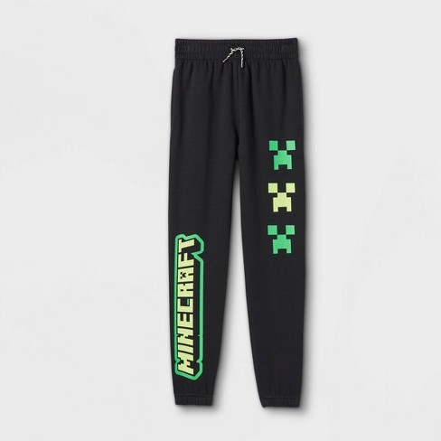 Kids Minecraft Creeper Logo Jogger Pants Black Target