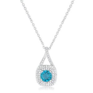 Slickblue Vintage 1.2ct Aqua Cubic Zirconia Necklace for Women, 18” Chain with Extender, Fashion Jewelry - 1 of 4