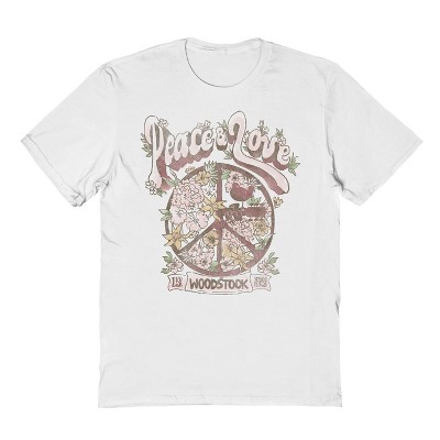 Woodstock Men's Peace Love Short Sleeve Graphic Cotton T-Shirt