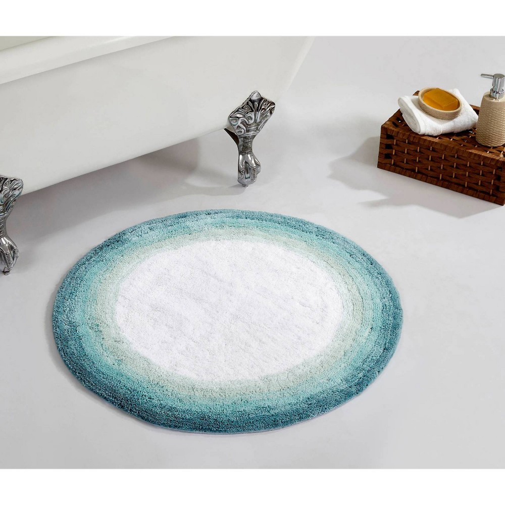  Round Torrent Collection 100% Cotton Bath Rug Turquoise