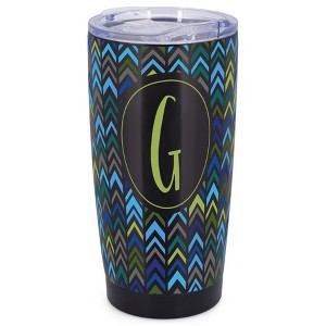 Elanze Designs G Monogram Herringbone Arrows Wrap-Around Design 20 Ounce Stainless Steel On-The-Go Coffee Mug, Thermal Travel Tumbler with Leak - 1 of 4