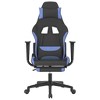vidaXL Massage Gaming Chair with Footrest Black and Blue Fabric - 3 of 4